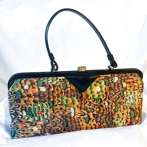 Vintage feather patterned hand bag